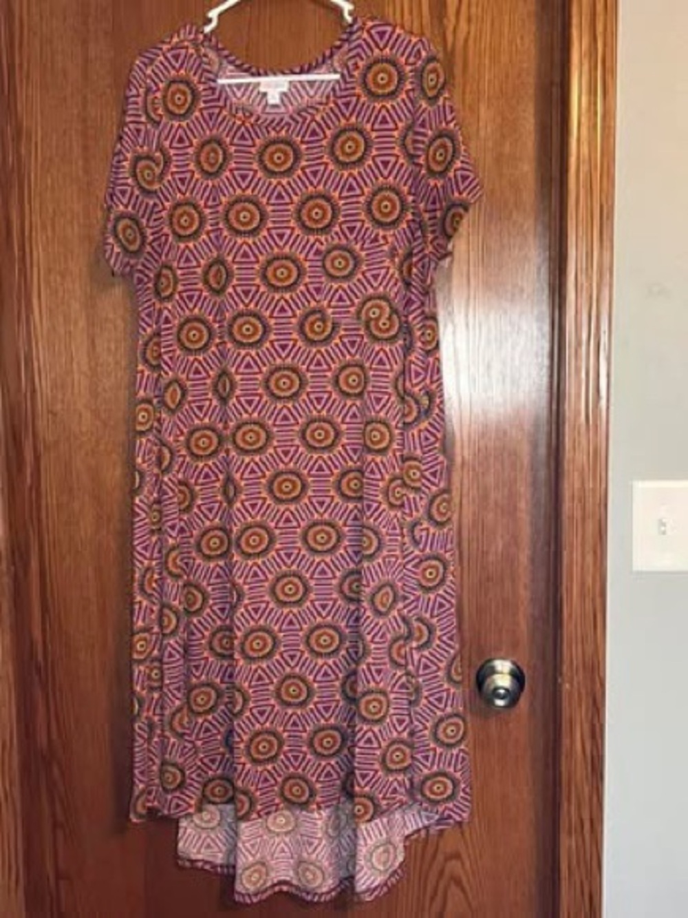 LuLaRoe Pink and Orange Geometric Midi Dress